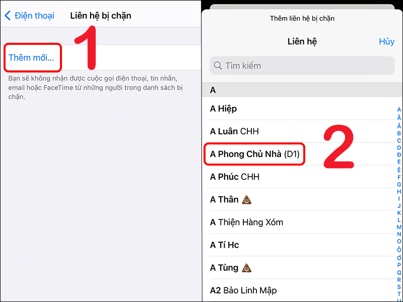 Thêm liên hệ bị chặn